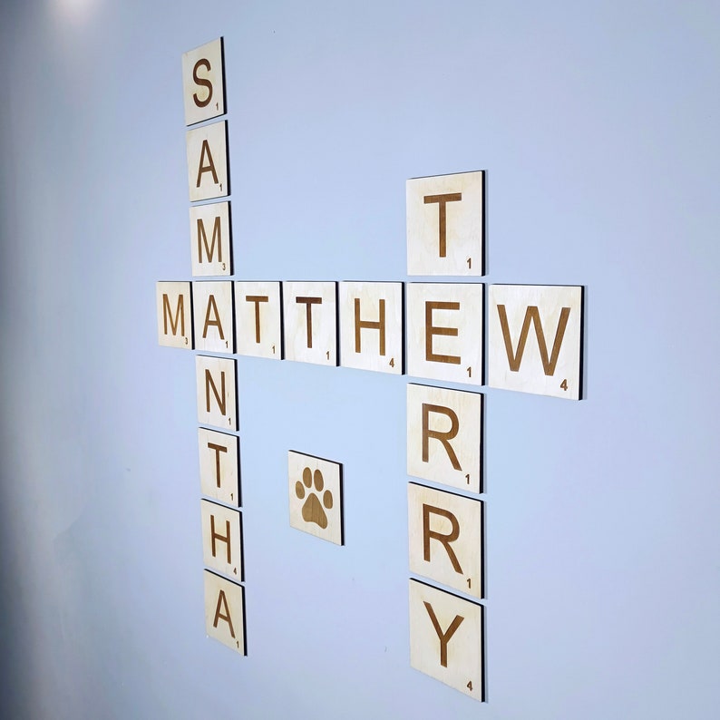 Wall Scrabble Tiles 4x4 In. Scrabble Tiles Names Scrabble Etsy