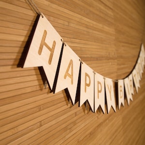 Wood flag Garlands, Wood Banners, Wooden Bunting, Embellishments, Pennant laser cut, wood garland, wooden garlands