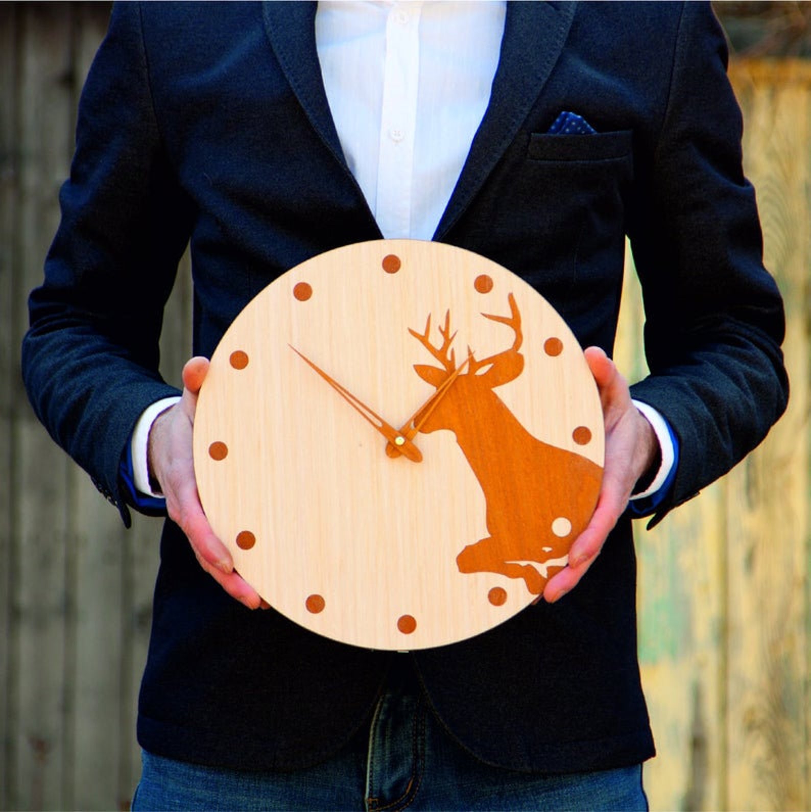 Deer wall clock Hunting gifts for men Wood wall clock Deer Etsy