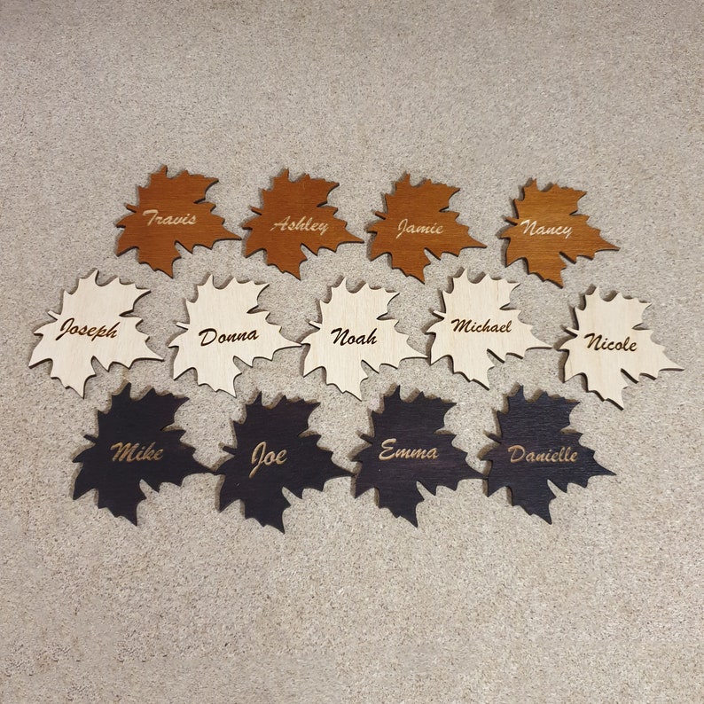 Thanksgiving place tag, Maple leafs, Personalized Wedding Place Names, Maple leaves table decor, Rustic Wedding place cards image 6