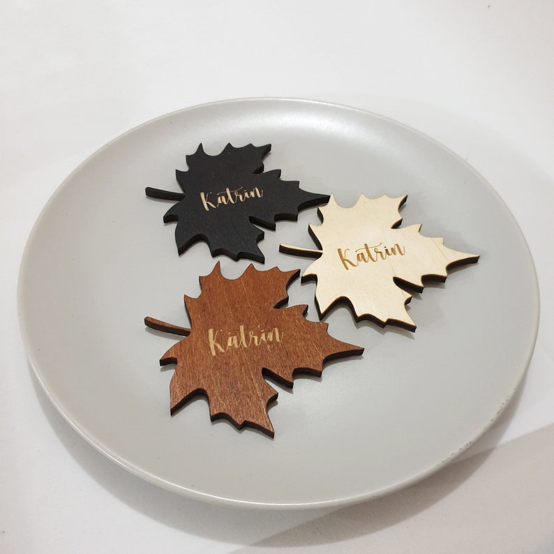 Thanksgiving place tag, Maple leafs, Personalized Wedding Place Names, Maple leaves table decor, Rustic Wedding place cards image 5