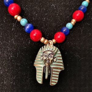 Ancient Egyptian Themed Pharaohs Head Pendant Necklace