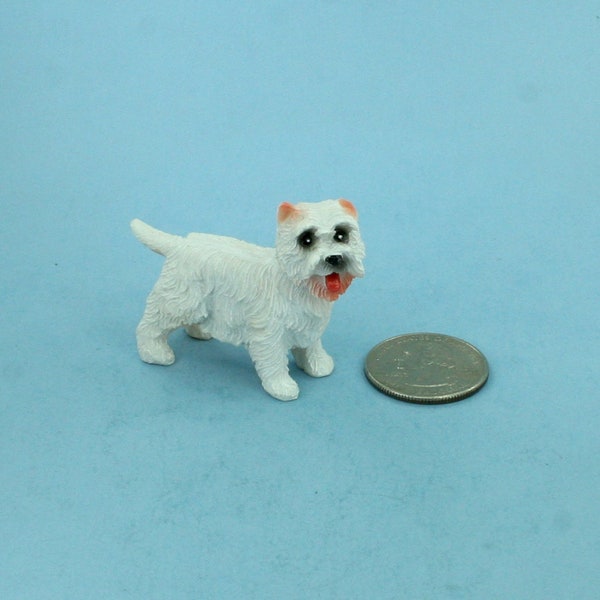 Adorable Dollhouse Miniature Standing West Highland Terrier "Westie" Dog Figurine Painted with Great Detail! #SDA006