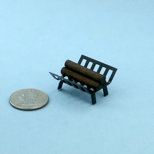 Dollhouse Miniature Fireplace Log Rack with Firewood Logs