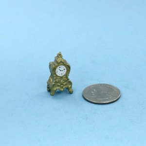Lovely Dollhouse Miniature Decorative Ornate Gold/Brass Mantle Clock