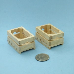 Set of 2 Dollhouse Miniature Deep Wooden Fruit or Vegetable Crates