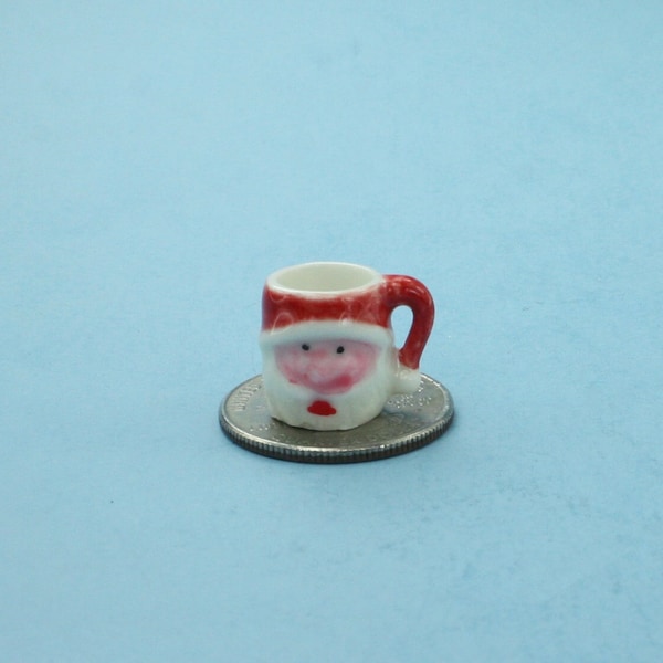 CUTE Dollhouse Miniature Santa Mug Christmas Miniature Santa Claus Cup #STM1