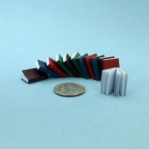 Dollhouse Miniature Set of 12 Opening Books with Blank Pages
