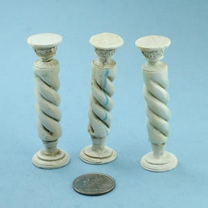 DISCOUNTED Set of 3 Dollhouse Miniature Decorative Faux Marble Pillars