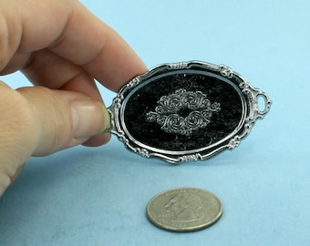 Dollhouse Miniature: Elegant Silver Metal Serving Tray