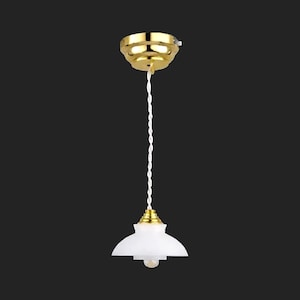 Dollhouse Miniature Battery Operated LED Modern Hanging Ceiling Lamp Light