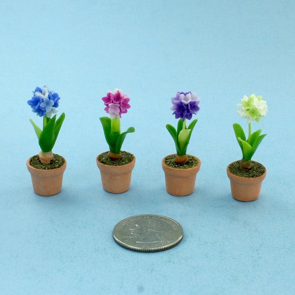Gorgeous Dollhouse Miniature Potted Snowball Viburnum Flowers in Assorted Colors Available in Blue, Pink, Purple or White