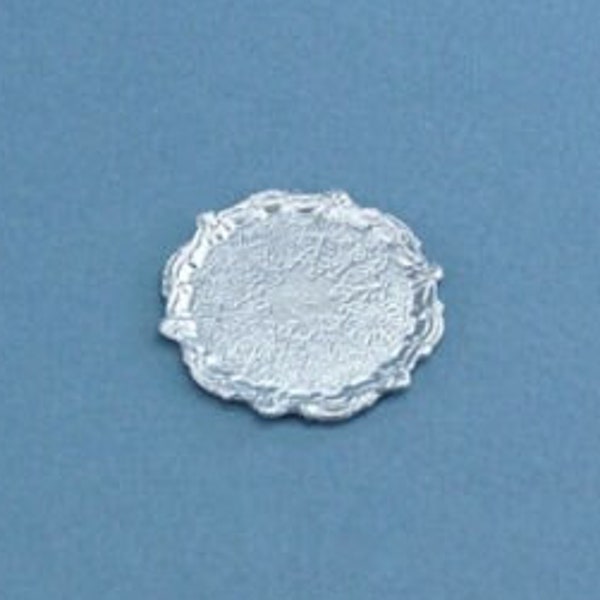 Beautiful Dollhouse Miniature Elegant Silver Round Platter Serving Tray #JLM200