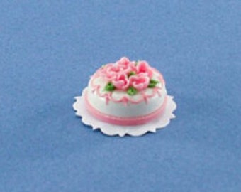 FABULOUS Dollhouse Miniature Pretty Pink Floral Decorated Cake #S185