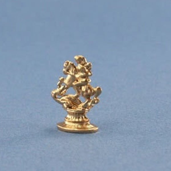 Dollhouse Miniature Brass/Gold Saint George Statue Figurine #JLM139