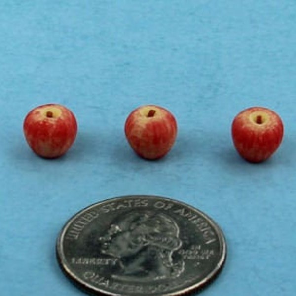 FABULOUS Set of 3 Dollhouse Miniature Realistic Fuji or Gala Apples 1:12 Scale #LF001