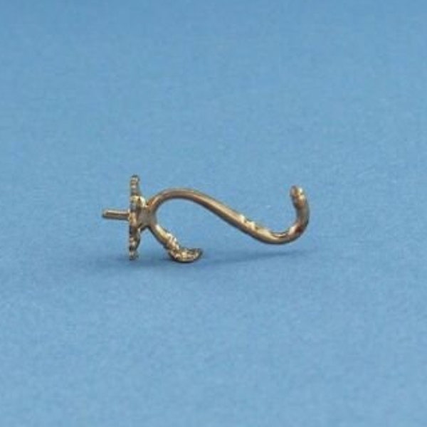 1/12 Scale Dollhouse Miniature Fancy Gold Wall Hook Plant Hanger Style #JLM198