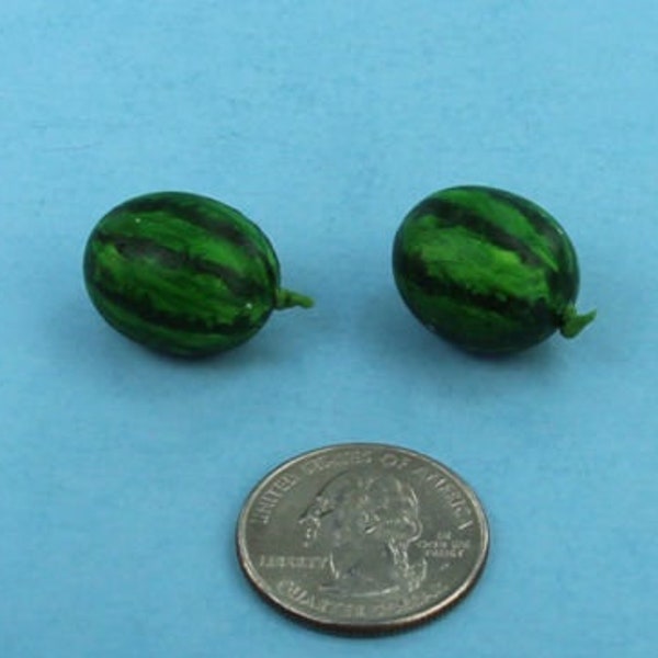 1:12 Scale Pair of 2 Dollhouse Miniature Realistic Watermelons #LF21