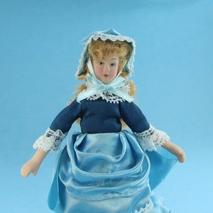 Beautiful Dollhouse Miniature Fancy Dressed Porcelain Lady Girl Doll