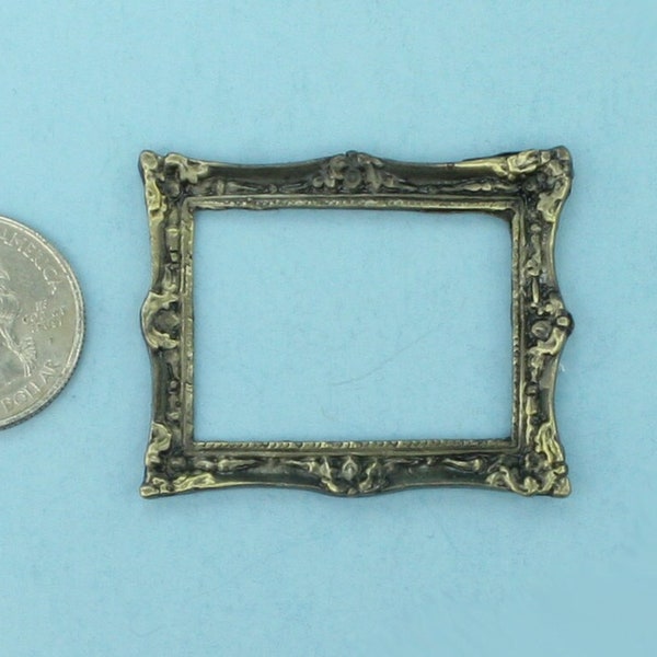 GORGEOUS Dollhouse Miniature Fancy Antique Brass/Gold Empty Picture Frame, Mirror Frame, Embroidery Frame #WCMA82B