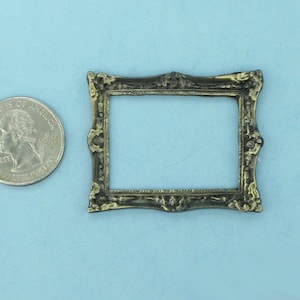 Dollhouse Miniature Fancy Antique Brass Empty Picture Frame, Mirror Frame, Embroidery Frame