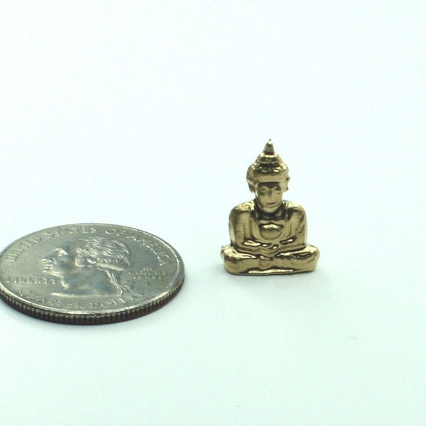 1/12 Scale Dollhouse Miniature Golden Brass Metal Buddha Statue/Figurine #JLM128