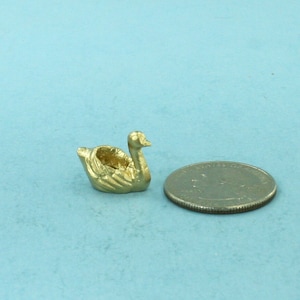 Dollhouse Miniature Gold Metal Swan Planter