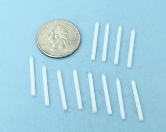 Package of 12 Dollhouse Miniature Loose White Plastic Candles