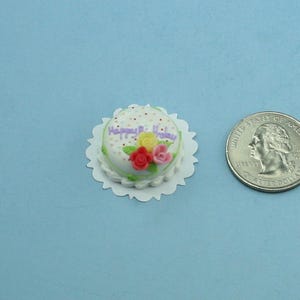 Dollhouse Miniature Decorated Happy Birthday Cake