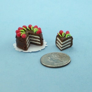 Dollhouse Miniature Bakery Cake with Cut Out Slice VERY DETAILED