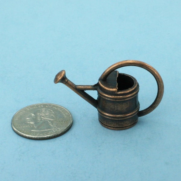 Dollhouse Miniature Bronze Metal Watering Can for your Miniature Garden | Makes a Great Planter Pot too! #WCGA85B