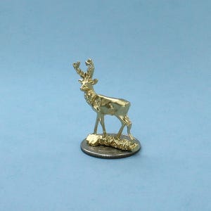 Dollhouse Miniature Brass/Gold Colored Deer Figurine/Statue