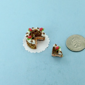 Lovely Dollhouse Miniature Bakery Cake with Cut Out Slice AMAZING DETAIL! #SLCS006