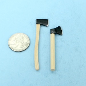 Dollhouse Miniature Wooden Handled Axe Set