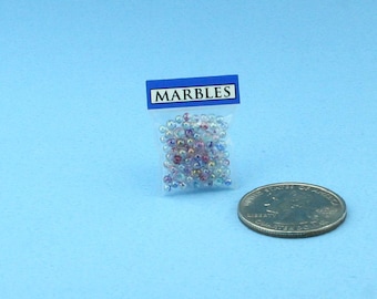 Handcrafted Dollhouse Miniature Realistic Bag of Loose Glass Marbles