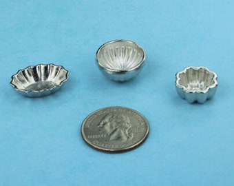 1:12 Scale Dollhouse Miniature Set of 3 Copper Bundt Cake Mold Pans NEW #XV10083