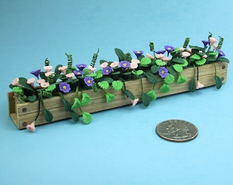 GORGEOUS Dollhouse Miniature Long Window Box Planter Filled with Flowers #ZA500