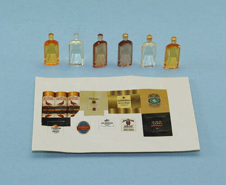 NICE Set of 10 Assorted Dollhouse Miniature Plastic Liquor Bottles #WCKA313B