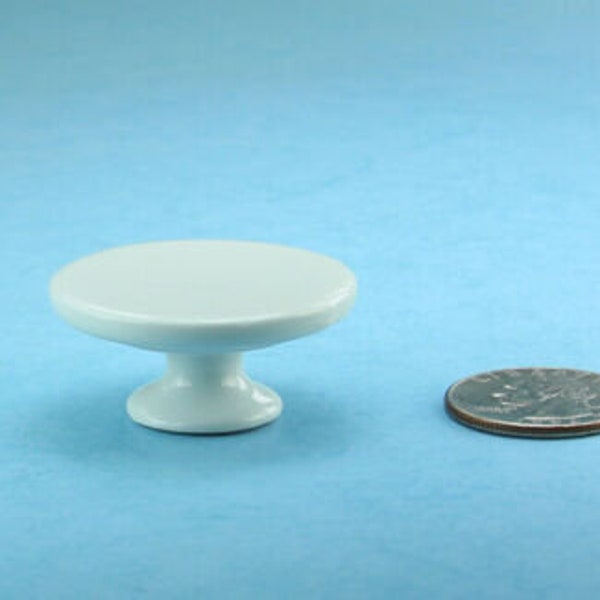 Dollhouse Miniature Round White Glazed Porcelain Pedestal Cake Stand Dessert Display #MMPP28