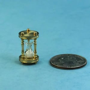 Miniature Brass Hourglass with Real Moving Sand Ten Second Timer