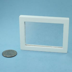 Dollhouse Miniature Modern White Framed Real Mirror