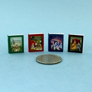 1:12 Scale Dollhouse Miniature Set of 4 Classic Fairy Tales Books