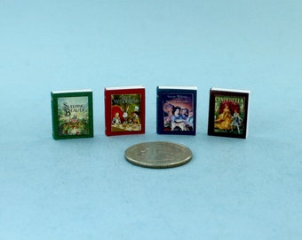 1:12 Scale Dollhouse Miniature Set of 4 Classic Fairy Tales Books