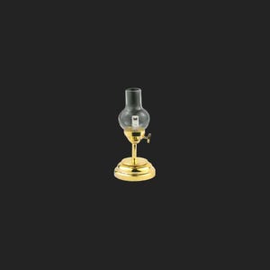 FABULOUS Dollhouse Miniature Battery Operated Brass LED Oil Lamp Bedside Table Light