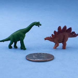 Dollhouse Miniature Small Rubber Toy Dinosaur Figurines Pair of 2