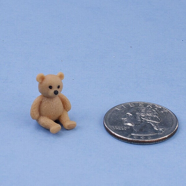 ADORABLE Dollhouse Miniature Small Rubber Light Brown Teddy Bear Figurine #MUL6033