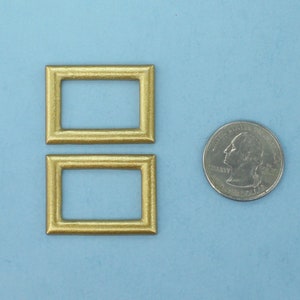 Pair of 2 Matching Dollhouse Miniature Empty Brass Picture Frames