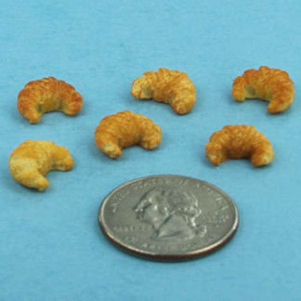 Package of 6 Dollhouse Miniature Baked Croissants 1:12 Scale #BL37