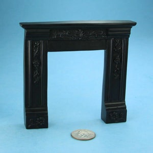 NICE 1:12 Scale Dollhouse Miniature Fancy Black Resin Fireplace Mantle Surround with Beautiful Carved Detailing SDF620B image 2