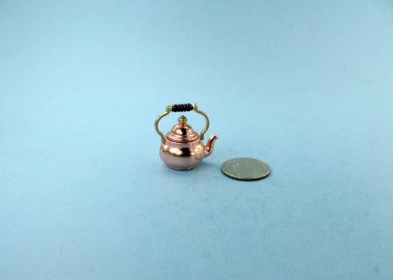 Dollhouse Miniature Copper & Brass Tea Kettle Tea Pot